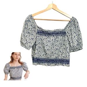 Madewell Blue Floral Crop Top